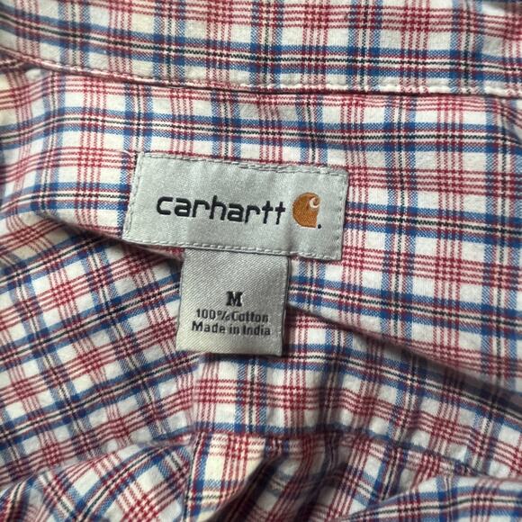 Carhartt Work Shirt Mens Medium Red Plaid Button Up Long Sleeve Outdoor Casual - Picture 5 of 9